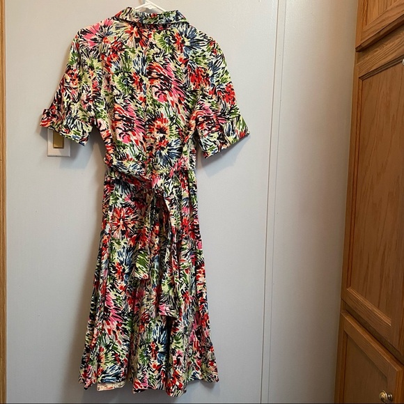 JG HOOK Linen Midi Colorful Floral Boho Dress Size 12 - Picture 9 of 12
